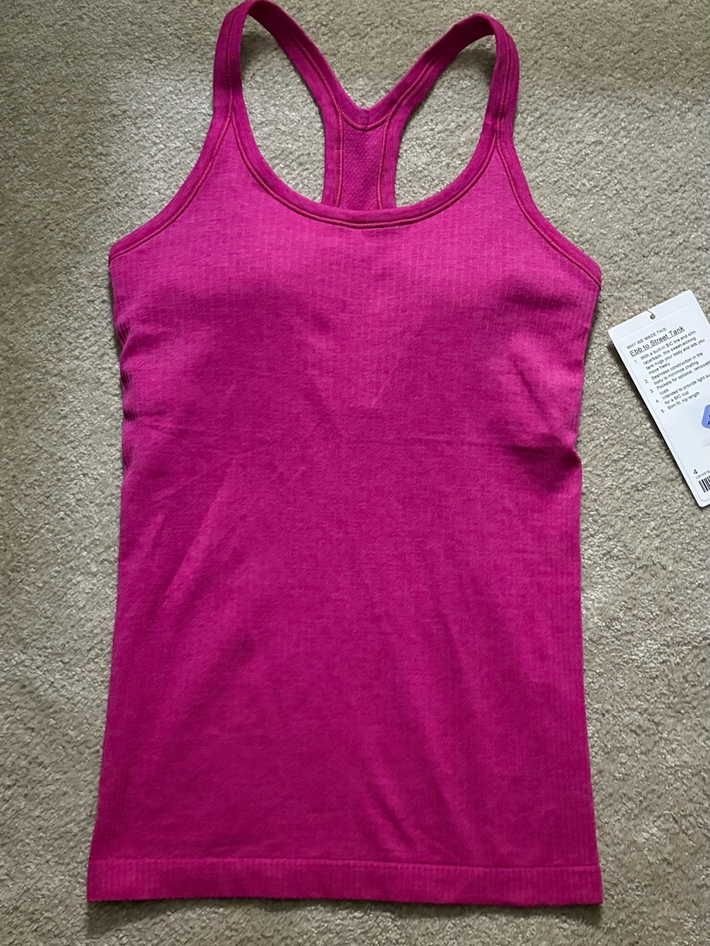 Lululemon Ebb to Street Tank Top Size 4 NWT pink flare
